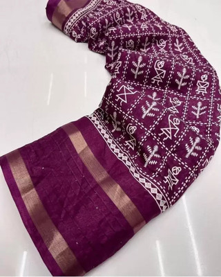 Ghan Sals Printed Bollywood Silk Blend, Art Silk Saree(Purple)