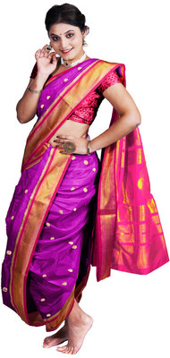 Spewim Woven Paithani Art Silk Saree(Purple)