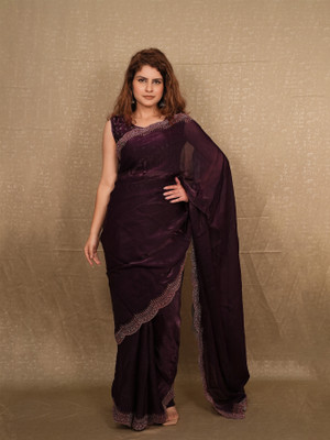 Divastri Embellished Bollywood Satin Saree(Magenta)