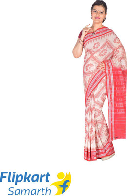handloom paridhaan Printed Sambalpuri Pure Cotton Saree(Pink)