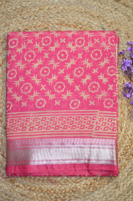 MRIKA Blocked Printed Maheshwari Handloom Viscose Rayon Saree(Magenta)