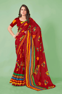 Nandita designer Printed Bandhani Chiffon Saree(Maroon)