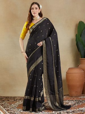 ANOUK Woven Banarasi Viscose Rayon Saree(Black)
