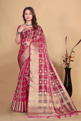 Aarunika SBT Solid/Plain Bollywood Organza Saree(Red)