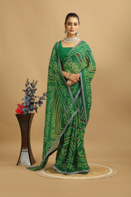 Damru trendz Digital Print Bollywood Georgette Saree(Green)