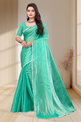 MAHAKALI CLOTHING Embellished Bollywood Silk Blend Saree(Green)