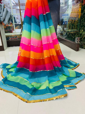 Metro Textiles Printed Bandhani Georgette Saree(Multicolor)
