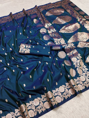 KALKEE FASHION Woven Banarasi Jacquard, Pure Silk Saree(Blue)