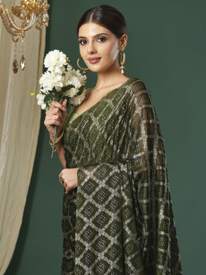 Sareemall Printed Bollywood Chiffon Saree(Light Green)