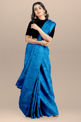 cloud vastra Solid/Plain Bollywood Pure Cotton Saree(Dark Blue)