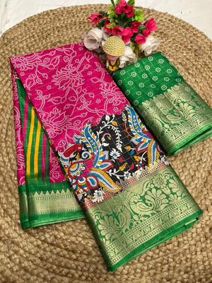 Chandan Fabrics Printed Bollywood Chanderi Saree(Pink)