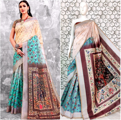 Divastri Printed, Digital Print Bollywood Art Silk Saree(Multicolor)