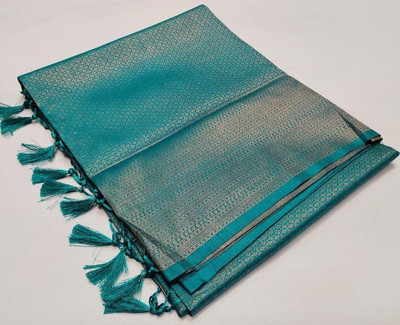 papita Woven Bollywood Silk Blend Saree(Light Blue)