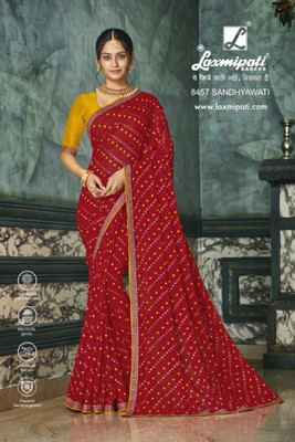 Laxmipati sarees Printed Bollywood Chiffon Saree(Red)