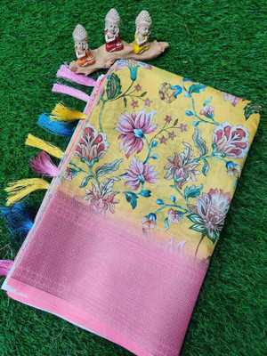 J6 Designers Floral Print Bollywood Cotton Blend Saree(Multicolor)