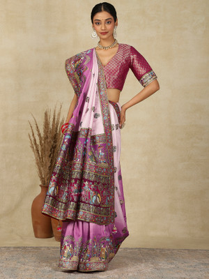 Sareemall Woven Patola Viscose Rayon Saree(Purple)