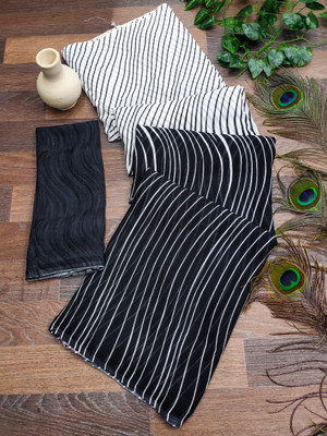 kashvi sarees Striped Daily Wear Georgette Saree(Black, White)
