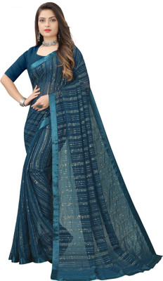 Apnisha Embroidered Bollywood Georgette Saree(Light Blue)