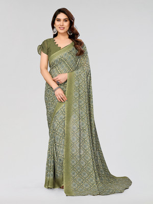 Moda Rapido Printed Daily Wear Georgette Saree(Green)