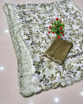 LADDUGOPALSALES Floral Print, Printed Daily Wear Georgette Saree(Green)