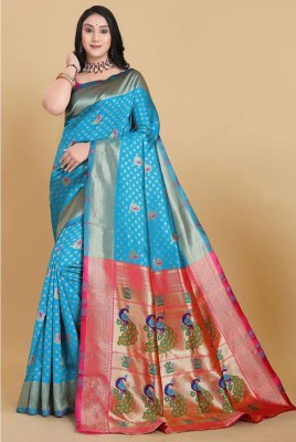 dmfashaion Printed Kanjivaram Art Silk Saree(Light Blue)