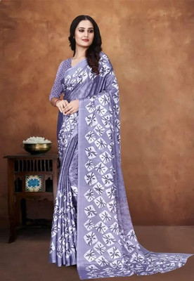 SVB Sarees Printed Daily Wear Crepe Saree(Blue)
