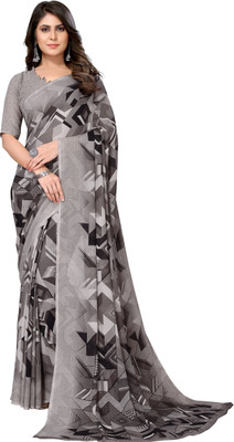 Priyashi Floral Print Daily Wear Georgette Saree(Grey)