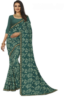 GSCMSTOREX Printed Daily Wear Silk Blend Saree(Green)