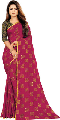 RHEY Printed Bollywood Chiffon Saree(Pink)