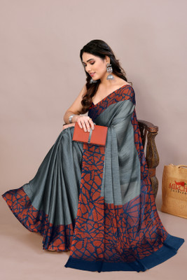 MIRCHI FASHION Printed, Geometric Print Daily Wear Chiffon, Georgette Saree(Grey, Red, Dark Blue)