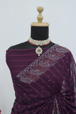 KHRITI FAB Embellished Bollywood Georgette Saree(Purple)