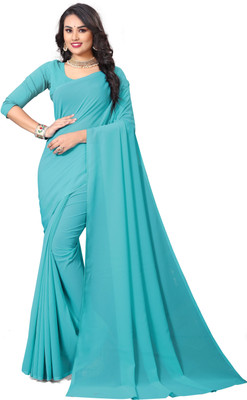 HouseOfCommon Solid/Plain Daily Wear Georgette Saree(Multicolor)