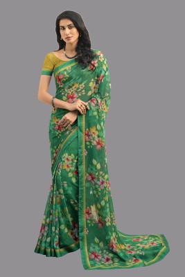 Gitanjali Fashions Floral Print Bollywood Georgette Saree(Green)