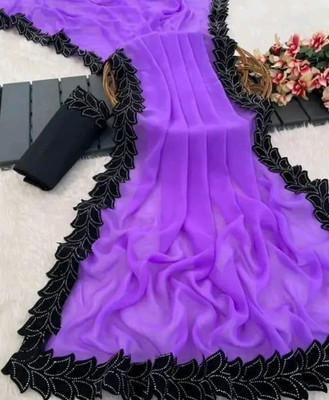 Sayal Creation Self Design Bollywood Georgette Saree(Purple)