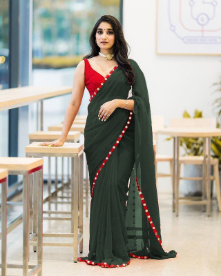 Sareez House Solid/Plain Bollywood Georgette Saree(Multicolor)