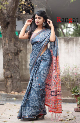 JASU CREATION Printed Bandhani Pure Cotton Saree(Grey)