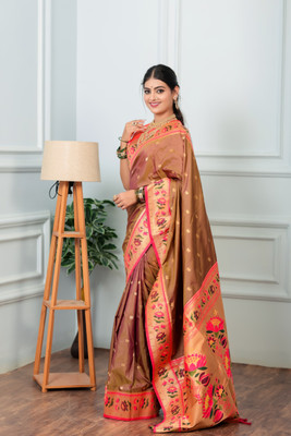 HouseOfCommon Woven Kanjivaram Cotton Silk Saree(Light Green)