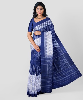 DK FASHION Self Design Sambalpuri Pure Cotton Saree(Blue)