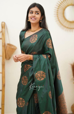 Eval Dyed Banarasi Jacquard Saree(Green)