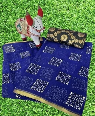 VINIT ENTERPRISE Polka Print Daily Wear Chiffon Saree(Dark Blue)