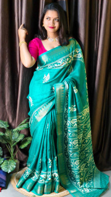 Suto Woven Berhampuri Art Silk Saree(Light Blue)