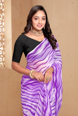 NESHVI ENTERPRISE Printed Bollywood Georgette Saree(Purple)