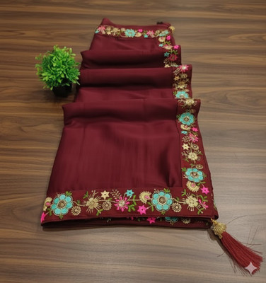 Online Bazaaar Embroidered Bollywood Georgette Saree(Maroon)