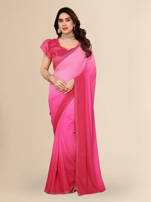 Moda Rapido Ombre Bollywood Georgette Saree(Pink)