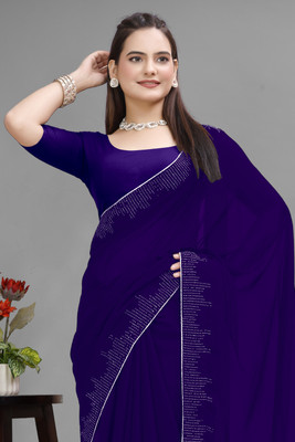 Manan Creation Embellished Bollywood Georgette, Chiffon Saree(Blue)