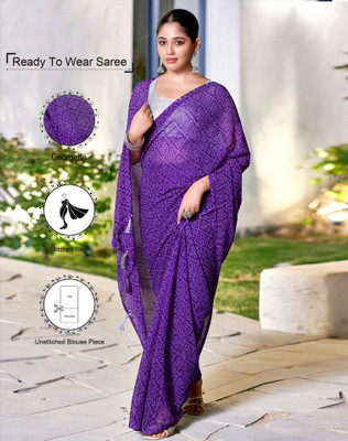SIRIL Solid/Plain, Ombre, Embellished Bollywood Chiffon, Georgette Saree(Purple, White)