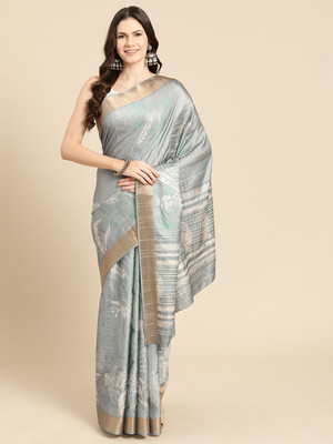 Divastri Digital Print Bollywood Silk Blend Saree(Grey)