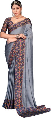 Akhilam Embroidered Bollywood Chiffon Saree(Grey)