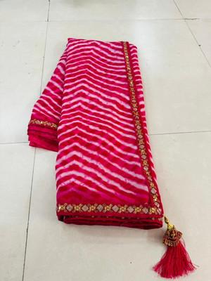 ZENFAB THREADS Printed Daily Wear Georgette Saree(Pink)