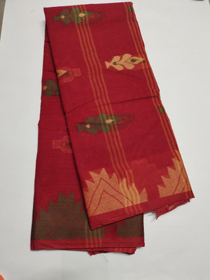 TanaPoren Self Design Tant Pure Cotton Saree(Maroon)